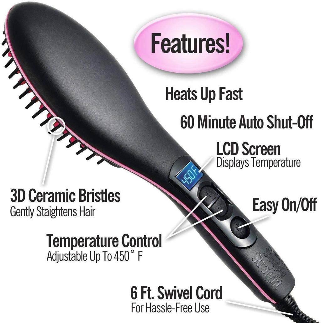2-in-1 Ceramic Ionic Hair Straightener Brush