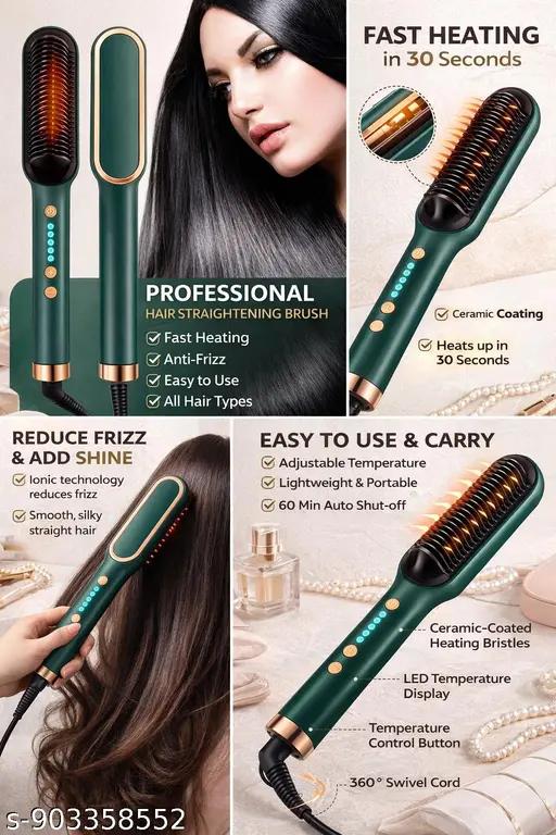 2-in-1 Ceramic Ionic Hair Straightener Brush