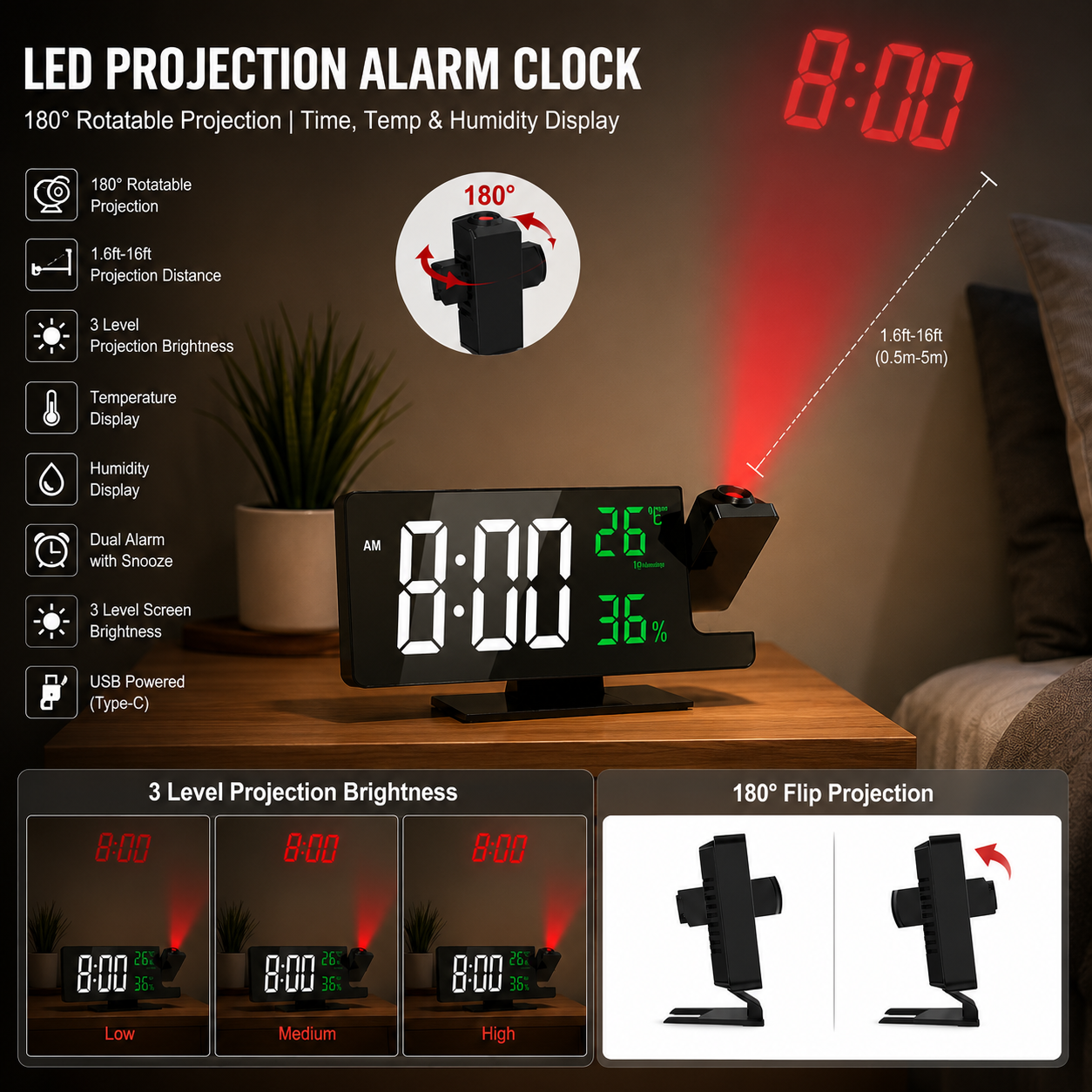 Kids Smart LED Mirror Alarm Clock