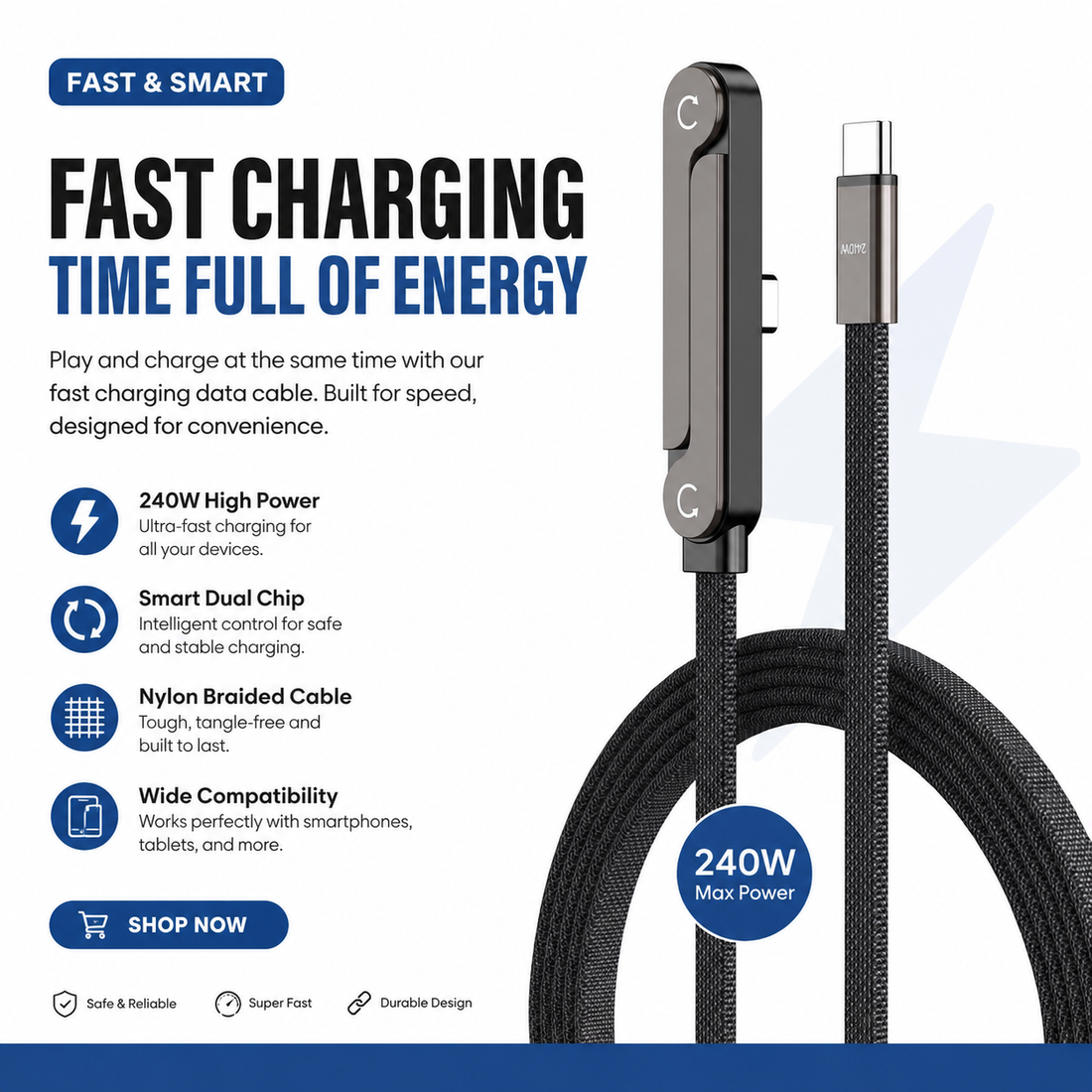 2-in-1 Stand Cable – Fast Charging + Hands-Free Phone Holder