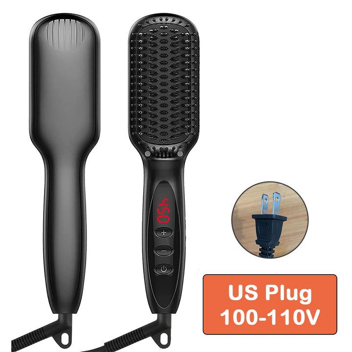 2-in-1 Ceramic Ionic Hair Straightener Brush