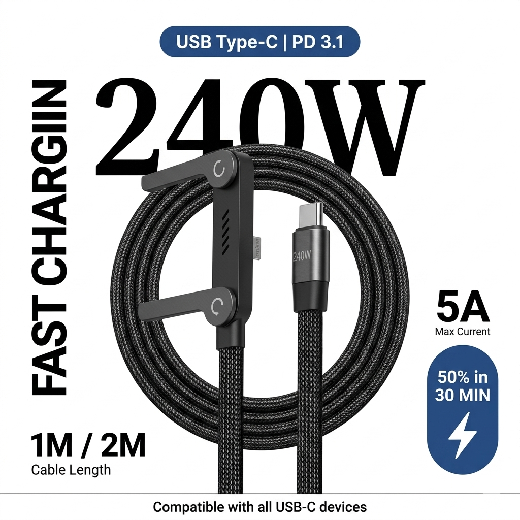 2-in-1 Stand Cable – Fast Charging + Hands-Free Phone Holder