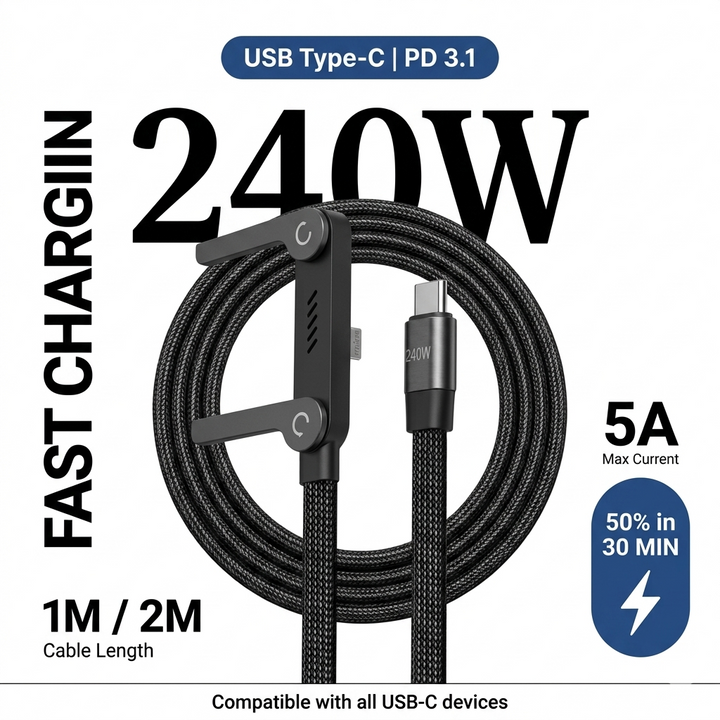2-in-1 Stand Cable – Fast Charging + Hands-Free Phone Holder