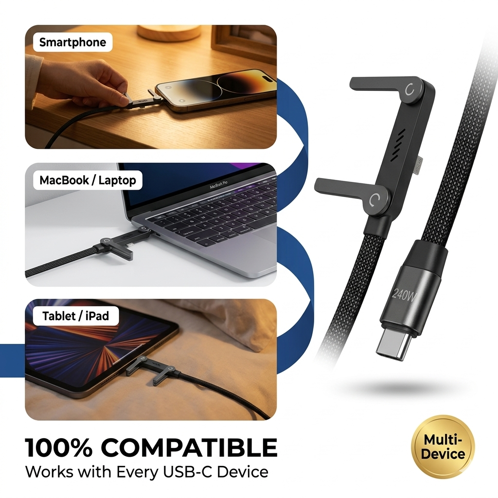 2-in-1 Stand Cable – Fast Charging + Hands-Free Phone Holder