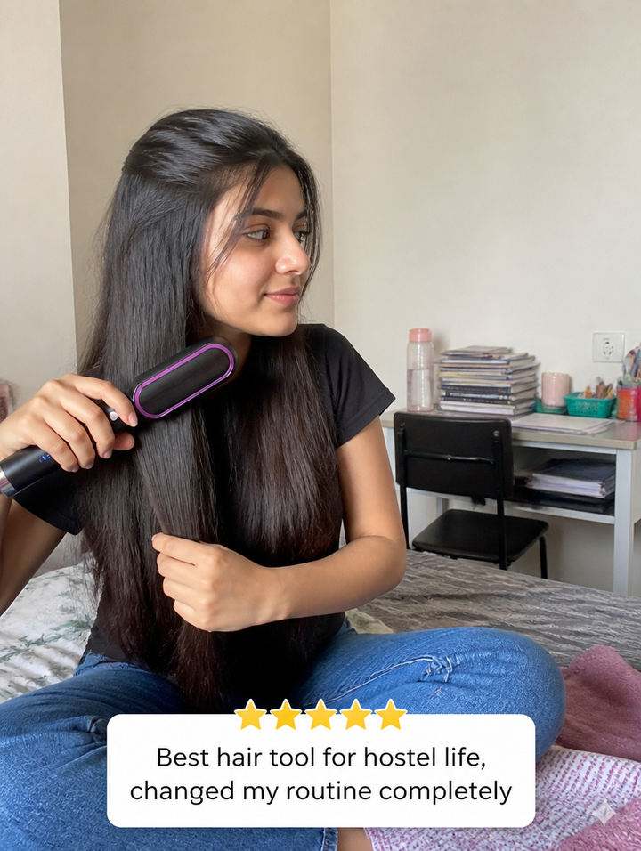 2-in-1 Ceramic Ionic Hair Straightener Brush