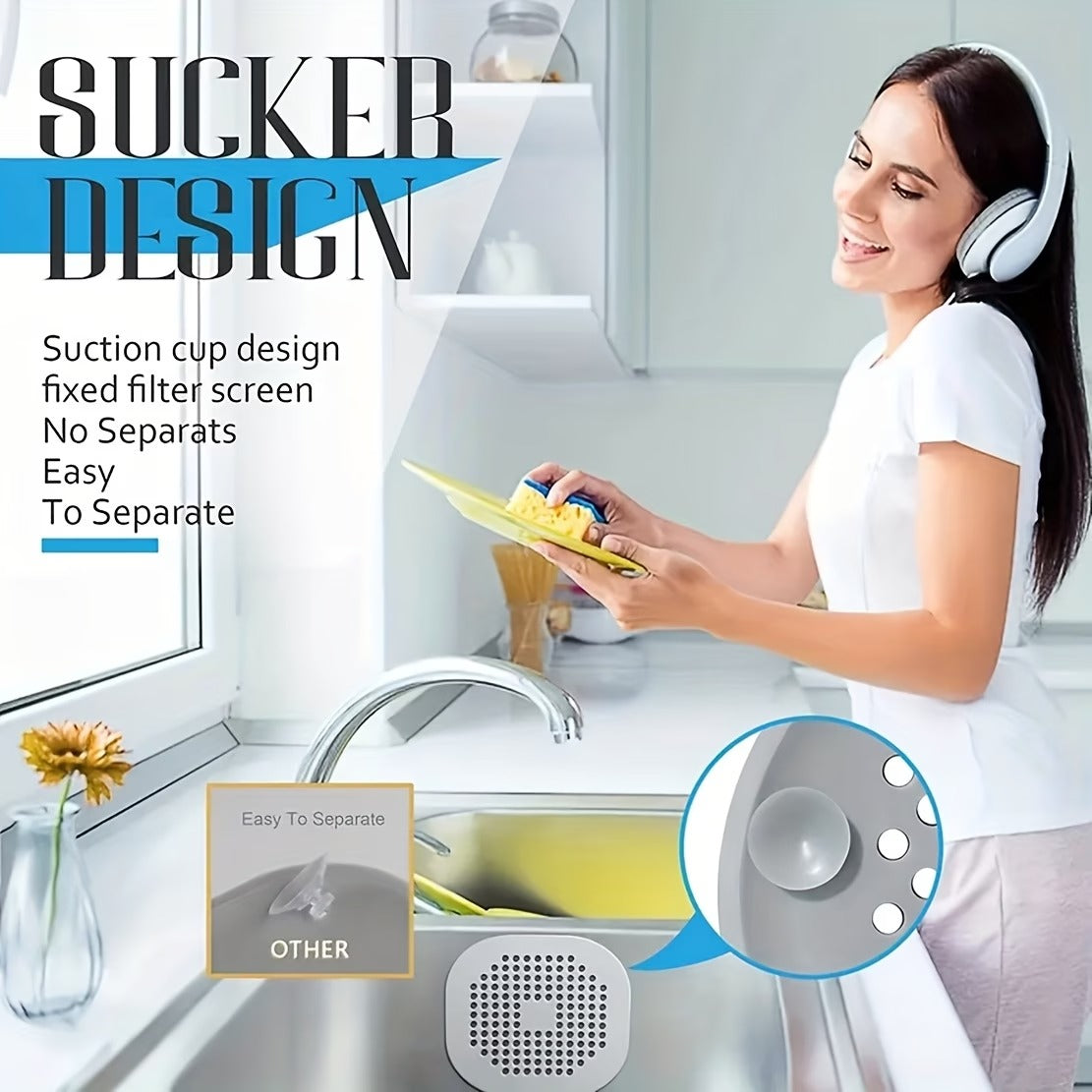 2Pcs Hair Catcher Drain Strainer – Anti-Clog Sink Filter | Kitchen & Bathroom